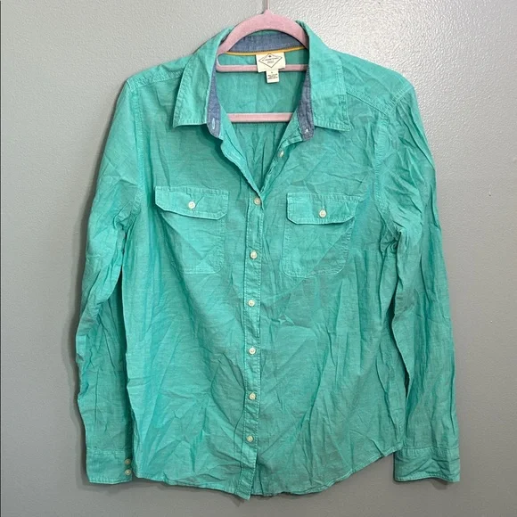 St. John's Bay Aqua Casual Button-Down Shirt - Picture 1 of 3